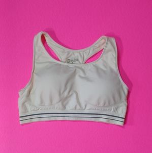 Balance Collection. Racerback White with gray stripes M